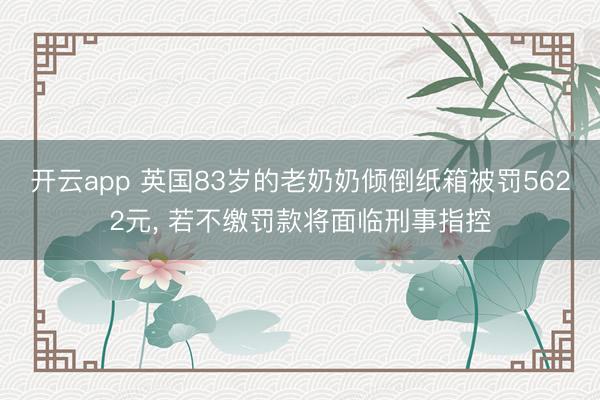 開云app 英國83歲的老奶奶傾倒紙箱被罰5622元, 若不繳罰款將面臨刑事指控